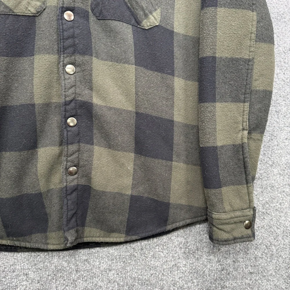 Matix Shirt Jacket Mens Medium Green Black Buffalo Plaid Sherpa Lined Outdoor
